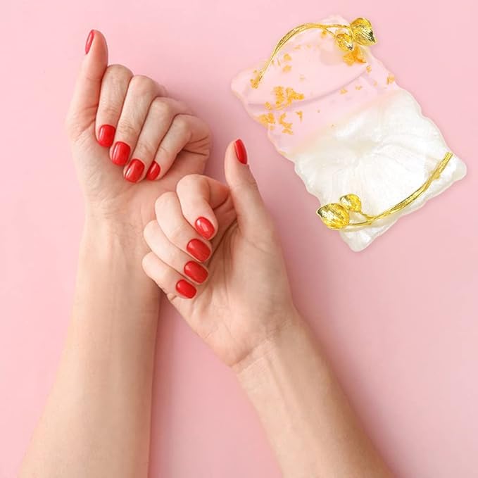Resin Nail Art Palette, Nail Art Painting Palettes with Nail Palette Stirring Rod Gold Edge Nail Holder Nail Art Display Board Fashion Delicate Nail Tool Accessories, Type 6-VivaGrace Women