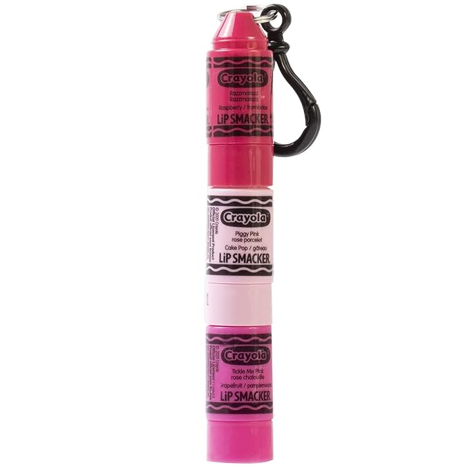 Lip Smacker Crayola Crayon Stackable Flavored Clear Balm Pink, Pinks, 0.03 Ounce-VivaGrace Women