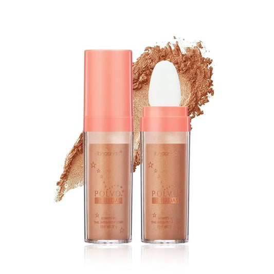 Highlight Polvo De Hadas, Fairy Highlighter Powder, Brightening Whole Body, Natural Three-Dimensional Face Contouring Clavicle Pat Powder, Highlighter Makeup (Gold)-VivaGrace Women