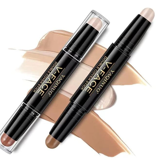 Double head outline pen, fluorescent pen stick, concealer, durable waterproof cosmetic pen, corrective makeup (#2)-VivaGrace Women