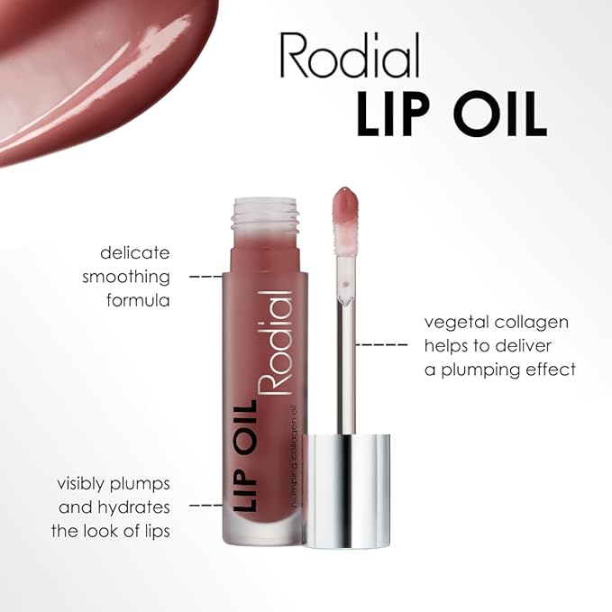 Rodial Plumping Collagen Lip Oil Wild Plum 0.13fl.oz, Vegan Collagen-Infused Lip Oil with Macadamia and Jojoba Oil, Deep Hydration for Fuller-Looking Pout, Ultra-Nourishing Formula for Silky Lips-VivaGrace Women