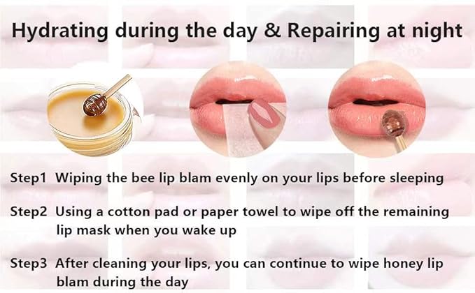 2PCS Honey Balm Lip Balm, Lip Masks for Dry and Cracked Lips with Brush, Lip Exfoliator & Moisturizer, Reduces Lips Lines & Lightens Lips, Anti-Wrinkle, Aging-VivaGrace Women
