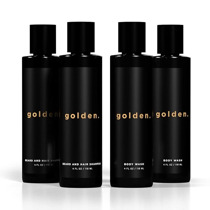Golden Grooming Co. 3-in-1 Men's Body Wash - Hair & Beard Shampoo - Cleanses, Hydrates, Softens - Body Wash for All Skin Types - Refreshing Scent - 4FL Oz (Pack of 2)-VivaGrace Women