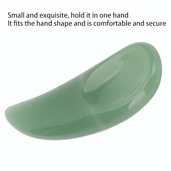 Spatula Scoop, Curved Cosmetic Spatula Scoop Mini Gua Sha Jadestone Curved Makeup Eye Cream Cosmetic Spatula Reduce Puffiness, Bags And Dark Circles Under the Eyes (Green)-VivaGrace Women