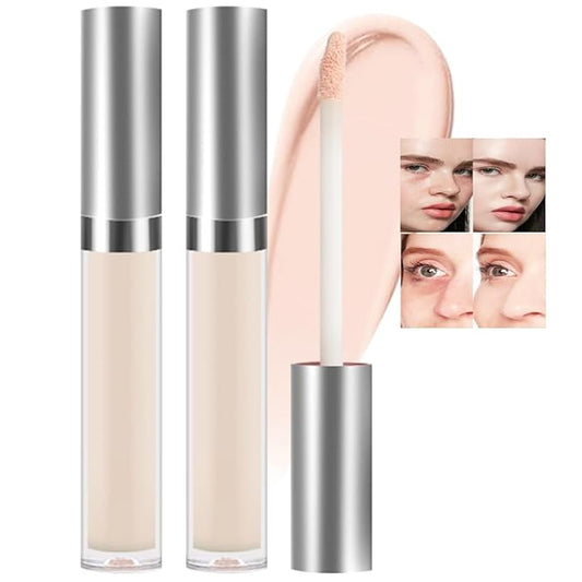 Kaely 2Pcs Hydrating Concealer Wand,Full Coverage Liquid under Eye Concealer,Long Lasting Waterproof Primer Makeup for Dark Circles and Puffiness Trouble Spots Redness,Eye Ring corrector de ojeras 01-VivaGrace Women