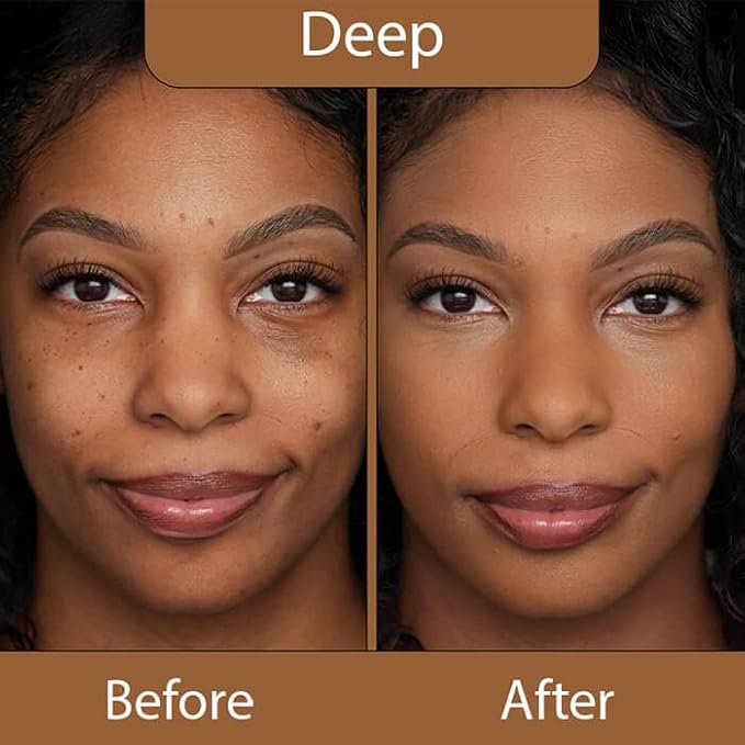 LUMINESS Silk Airbrush Spray Foundation & Buffing Brush Kit – Full Coverage Foundation & Dual-Sided Buffing Brush - Buildable Coverage, Anti-Aging Formula Hydrates & Moisturizes (Shade - Deep)-VivaGrace Women