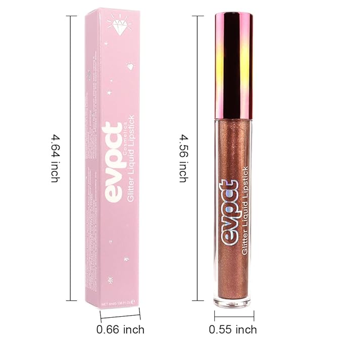 evpct 1Pcs Plum Red Glitter Metallic Shimmer Diamond Lipstick Lip Gloss Stain Set for Women Long Lasting Waterproof, Mauve Red Sparkle Glitter Matte long Wear Liquid Lipstick Lip Makeup Kit, 15#-VivaGrace Women
