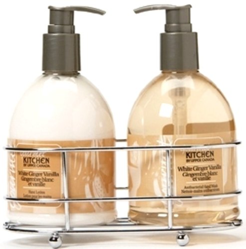 Stainless Steel Caddy Gift Set With White Ginger Vanilla Hand Wash And Lotion-VivaGrace Women