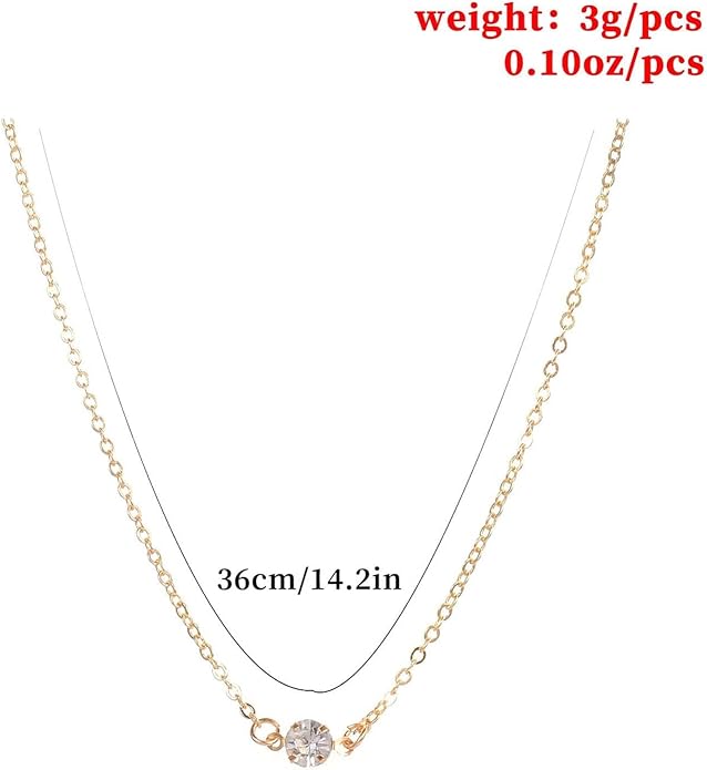Boho Tiny Crystal Choker Gold Clear Quartz Pendant Necklace Minimal Dot CZ Choker Necklace Simple Everyday Necklace Wedding Necklace Jewelry for Women and Girls Gifts-VivaGrace Women