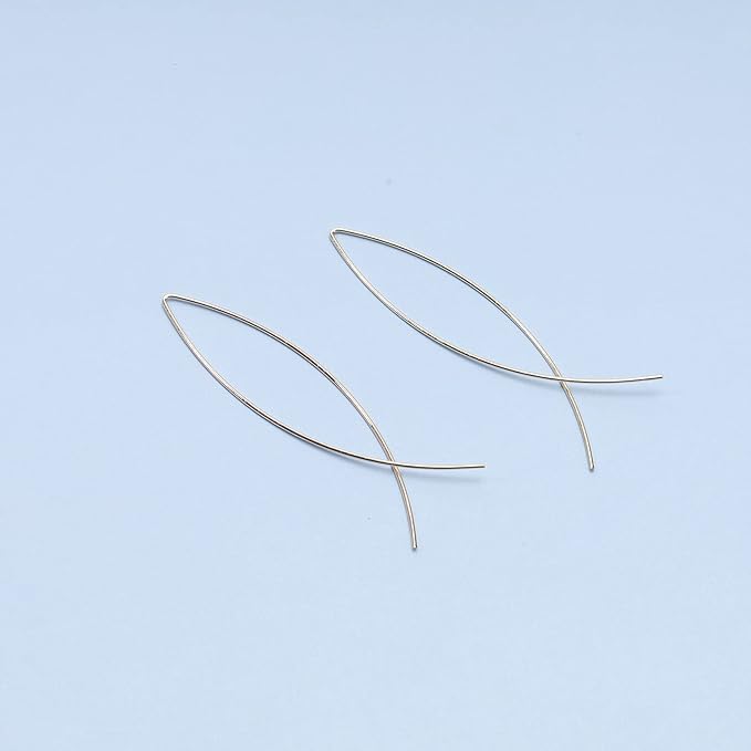 Boho Thin Arch Hoop Earrings Gold Threader Wire Earrings Open Hoop Earrings Minimal Everyday Earrings Jewelry for Women and Girls-VivaGrace Women