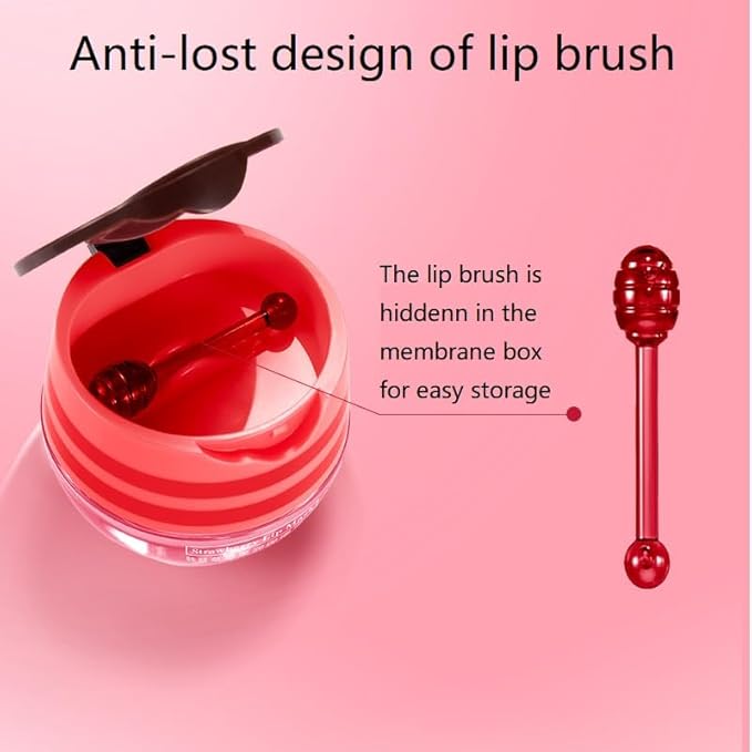 2 Pcs Lip Balm Honey Pot, Honey & Strawberry Moisturizing Lip Mask Reduces Lip Lines, Prevention Dry and Cracked Lip Scrubs Exfoliator. (Honey & Strawberry)-VivaGrace Women