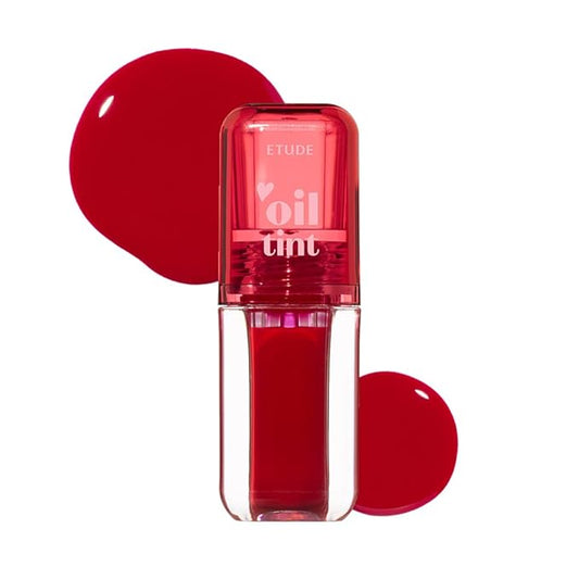 ETUDE Dear Darling Oil Tint #1 Real Cherry 4.2g | High Moisturizing and Strong Hydrating Lip Oil/Lip Gloss | Smooth and Moist Lips | Non-Sticky Lip Oil Tint For Dry Lips | K-beauty-VivaGrace Women
