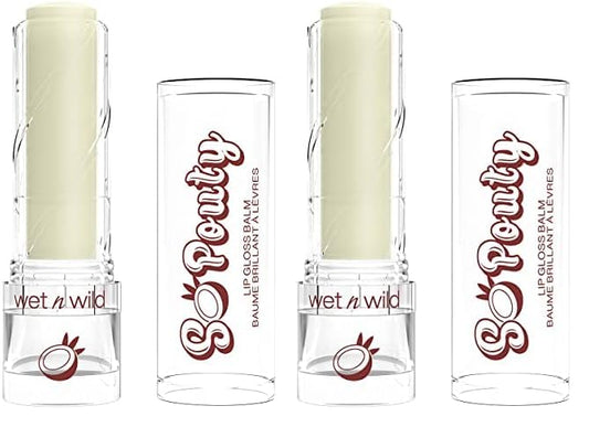 wet n wild Perfect Pout So Pouty Shine Tinted Lip Balm Coconut Flavored, Hyaluronic Acid, Vegan Collagen, Moisturizing For Dry Lip Care, Clear (Pack of 2)-VivaGrace Women