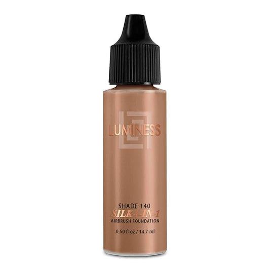 Luminess Air Silk 4-In-1 Airbrush Foundation- Foundation, Shade 140 (.5 Fl Oz) - Sheer to Medium Coverage - Anti-Aging Formula Hydrates and Moisturizes - Professional Makeup Kit for Cordless Air Brush-VivaGrace Women