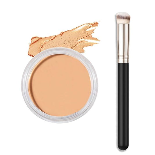 Kaely Cream Pot Concealer Full Coverage Set,Conceal Brighten Dark Circles,under Eye Brightener Color Correcting Concealer,Waterproof Foundation Palette with Brush,corrector de ojeras,Vegan Makeup,03-VivaGrace Women