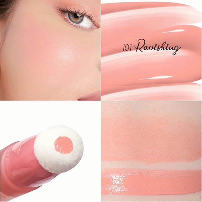 Mysense Liquid Blush Makeup Wand, Soft Cream Blush for Cheeks Tint, Matte Blush Contour Wand with Cushion Applicator, Dewy Finish, Weightless, Natural-Looking, 101 Ravishing-Nude Pink, 0.34fl.oz-VivaGrace Women
