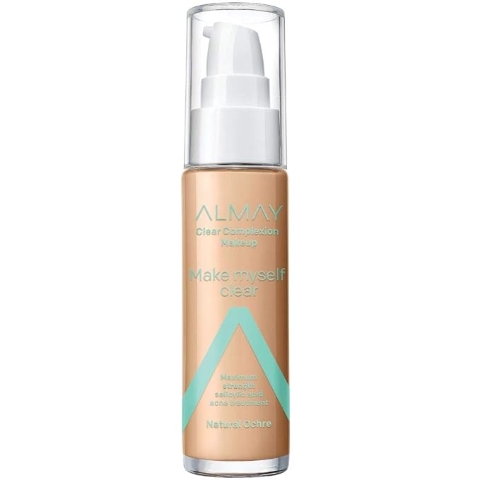 Almay Clear Complexion Makeup, Matte Finish Liquid Foundation with Salicylic Acid, Hypoallergenic, Cruelty Free-Fragrance Free, Dermatologist Tested, 510 Natural Ochre, 1.0 oz-VivaGrace Women