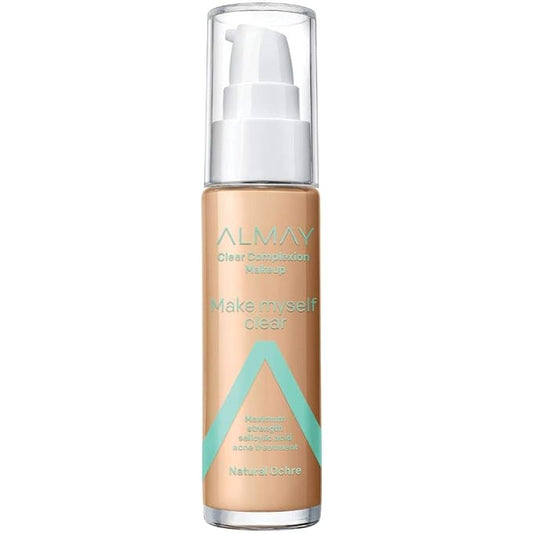 Almay Clear Complexion Makeup, Matte Finish Liquid Foundation with Salicylic Acid, Hypoallergenic, Cruelty Free-Fragrance Free, Dermatologist Tested, 510 Natural Ochre, 1.0 oz-VivaGrace Women