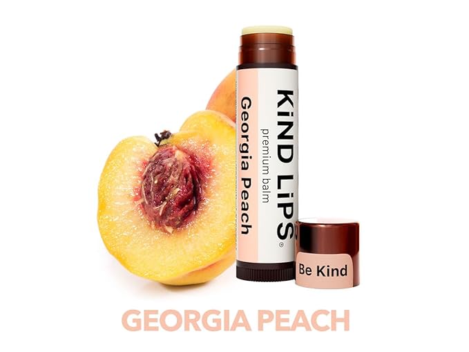 Kind Lips Lip Balm - Nourishing & Moisturizing Lip Care with Shea Butter, Beeswax & Vitamin E | Georgia Peach Flavor | 0.15 Oz (Pack of 3)-VivaGrace Women