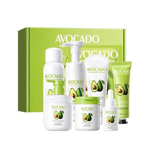 Avocado Facial Skincare Set - Complete Eight-Piece Kit for Soothing, Nourishing, and Moisturizing-VivaGrace Women