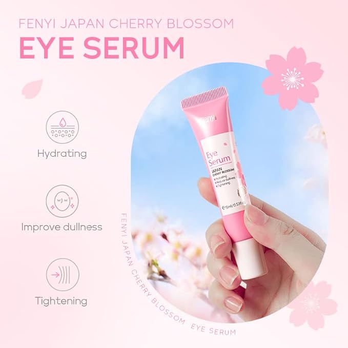 AKARY Cherry Blossom Eye Roller Serum Eye Moisturizer, Deep Hydration Eye Serum with Caffeine and Sodium Hyaluronate, Under Eye Cream to Reduce Dark Circles, Fine Lines, Smoothing Skin Care Treatment-VivaGrace Women