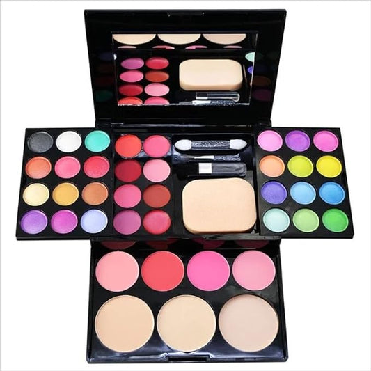 Ladies vegan girl makeup kits all in one box set cosmetic Eye shadow Palette matte gift makeup kit full blush makeup set (Multi Colored)-VivaGrace Women