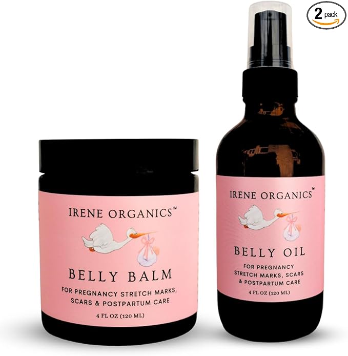 Belly Bundle by Irene Organics - Organic Belly Butter and Oil for Pregnancy Stretch Mark Prevention and Treatment - Award Winning Skincare For Pregnancy and Postpartum - Mother's Day Gift Set (Small)-VivaGrace Women