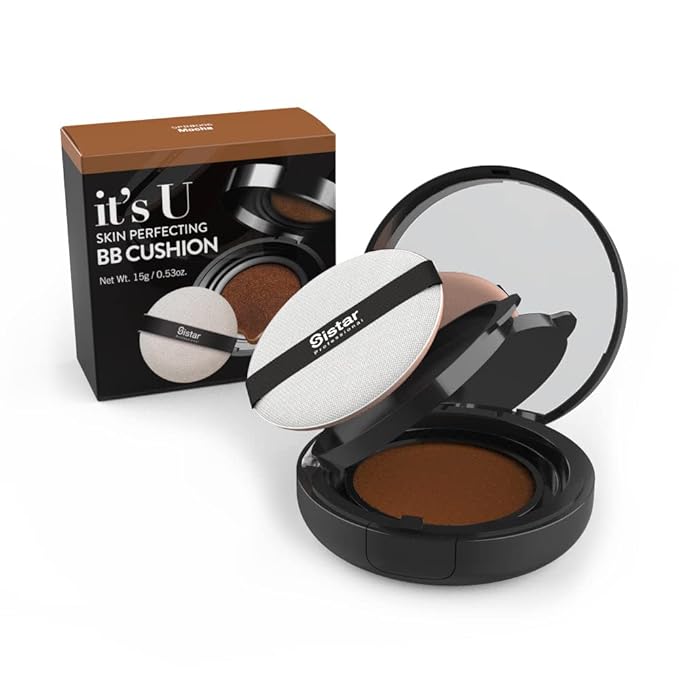 Sistar Skin Perfecting BB Cushion Full Coverage Long Lasting Natural Glow Foundation On The Go Case With Mirror (Mocha)-VivaGrace Women