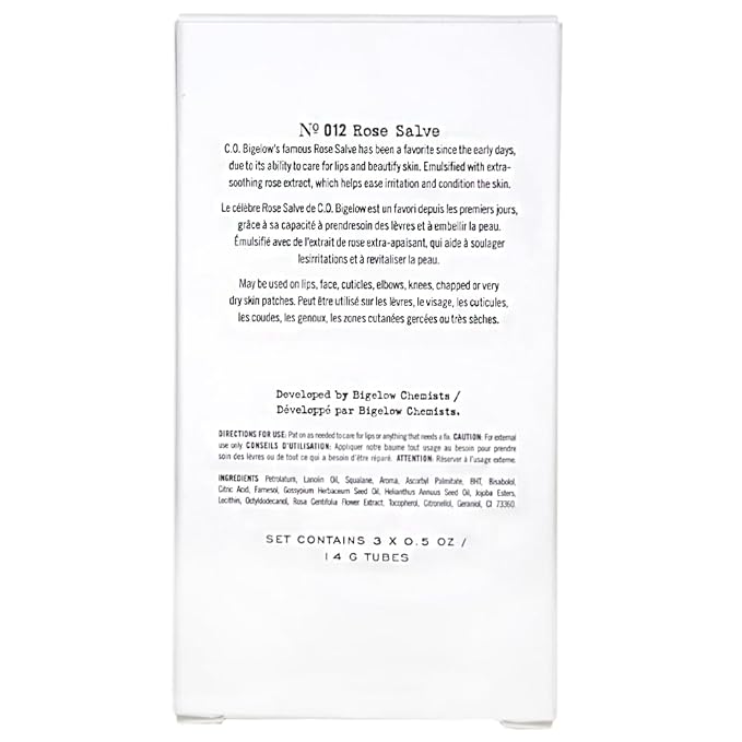 C.O. Bigelow Rose Salve Lip Balm Tubes 3 Pack, All Purpose Salves Moisturizing for Chapped Lips and Dry Skin-VivaGrace Women