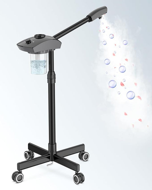 Kingsteam Professional Ozone Nano-Ionic Facial Steamer | Deep Cleansing Hydrating | Salon Home Spa Face Steamer | Pore Cleanser | 60-Min Timer | 360° Swivel | Esthetician Favorite Tool, Black-VivaGrace Women