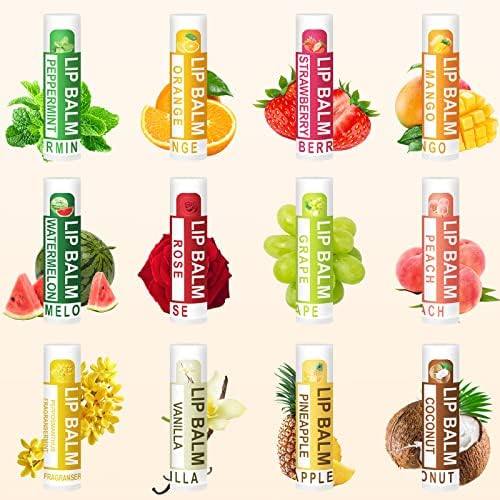 DMSKY 120 Pack Lip Balm, Natural Lip Balm Bulk with Vitamin E and Coconut Oil, Moisturizing Lip Balm for Dry Cracked Lips, Lip Balm for Stocking Stuffers - 12 Flavors-VivaGrace Women