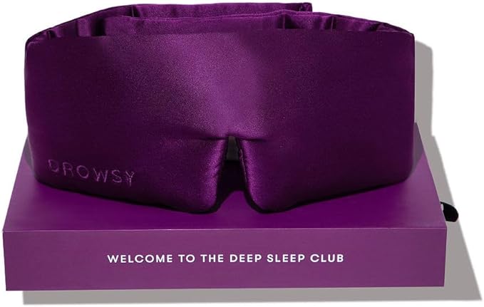 DROWSY Silk Sleep Mask. Face-Hugging, Padded Silk Cocoon for Luxury Sleep in Total Darkness. (Purple Martini)-VivaGrace Women