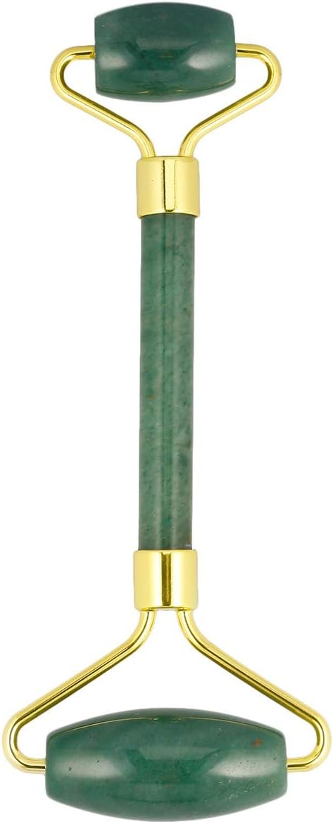 mookaitedecor Green Aventurine Stone Roller for Face Massage Neck, Anti-Aging Facial Massager with Double Rollers-VivaGrace Women