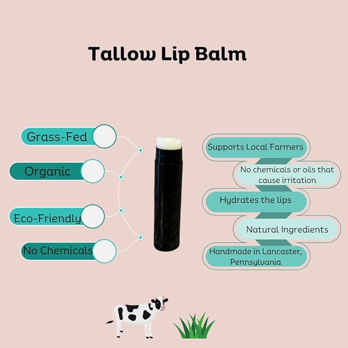 Beef Tallow Lip Balm 100% Grass Fed & Organic, Animal Based Skincare, Carnivore Beauty, Natural Hydrating (4 Pack), Black-VivaGrace Women