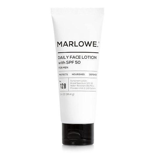 MARLOWE. No. 128 Men's Facial Lotion with Sunscreen SPF 50, 3.4 oz, Oil-Free, Lightweight Daily Face Moisturizer for Men, Includes Natural Extracts to Hydrate, Nourish & Soothe-VivaGrace Women
