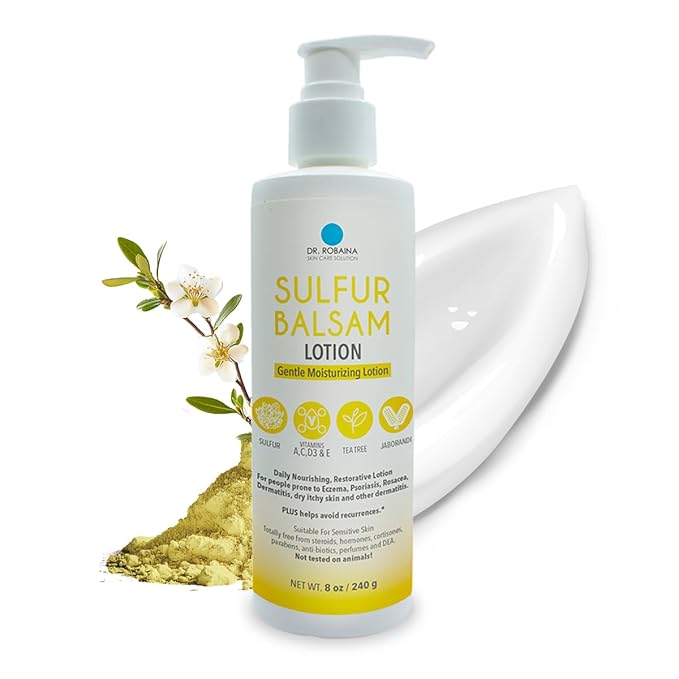 Dr. Robaina Sulfur Balsam Lotion – Lightweight Moisturizer for Dry, Flaky & Itchy Skin – Calms Redness, Supports Skin Barrier & Locks Hydration – Shea Butter & Tea Tree – 8 fl oz, USA Made-VivaGrace Women