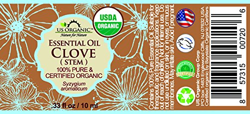 US Organic 100% Pure Clove Stem Essential Oil - USDA Certified Organic, Steam Distilled (10 ml)-VivaGrace Women