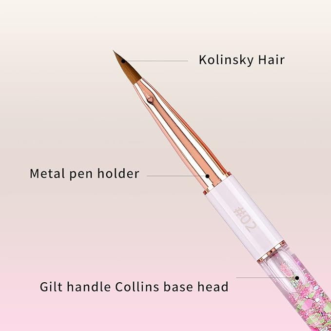 Acrylic Nail Brush Size 2,KEMEISI 100% Pure Kolinsky Nail Art Brushes Sturdy Handle Oval Shaped Acrylic Powder Nail Design Tools for Professional Manicure DIY Home Salon (White)-VivaGrace Women