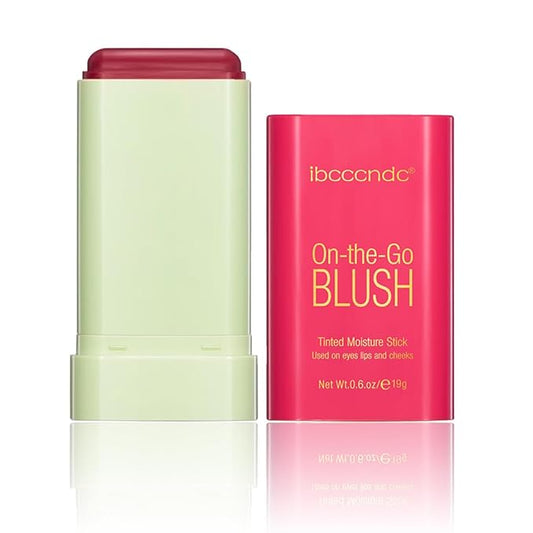 Multi-Use Makeup Blush Stick, Tinted Solid Moisturizer On-the-Go Blush, Multi-use Cream Blush Stick for Cheek & Eyes & Lips, Waterproof Natural Nude Makeup for All Skin (2# Hot Red)-VivaGrace Women
