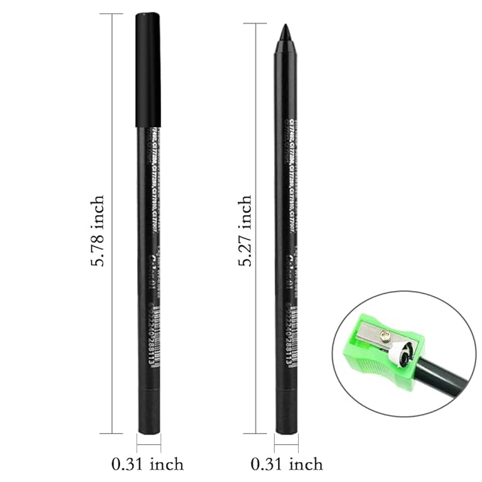 evpct 3Pcs Black & Pearl White & Shimmer Royal Blue Gel Glitter Eyeliner Pencils Set for Women, Waterproof Smudge Proof lapiz de ojos delineador de ojos contra el agua Eye Liner Makeup 01 19 07