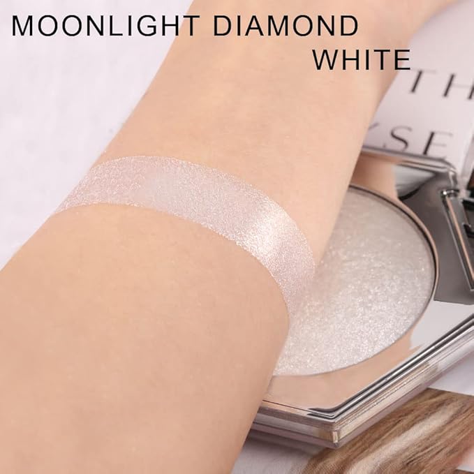 evpct Pearl White Silver Face Highlighter Makeup Shimmer Glitter Diamond Sparkly Highlighters Makeup Palette Powder for Face Body Cheek Pale Skin-VivaGrace Women