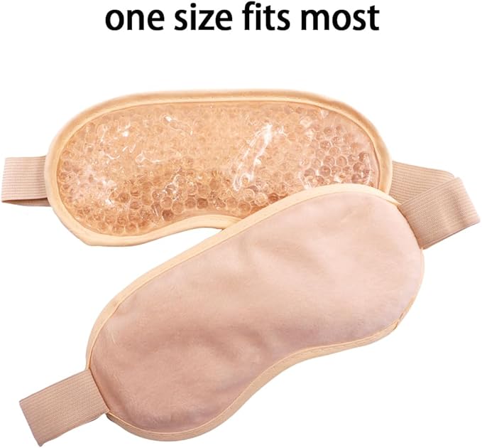 Gel Eye Mask, Cooling Eye Pads Reusable Small Ice Pack Under Eye Patches, Eye Hot Cold Treatment Pack for Redness, Pain Relief and Eye Relax (Champagne - 2count)-VivaGrace Women