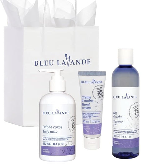 Bleu Lavande - Morning Well-being Routine Aromatherapy Set – Lavender Shower Gel, Body Milk and Hand Cream - Enriched with Premium & Pure Lavender Essential Oil - Soothing Natural Lavender Products-VivaGrace Women
