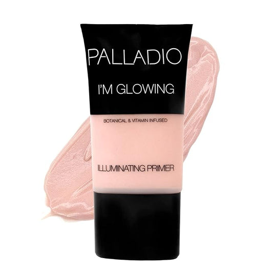 Palladio I'm Glowing Illuminating Primer, Pearly Pink Makeup Primer for Face, Contains Aloe Vera, Grape Seed Oil, Green Tea, Brightens Complexion, Combats Wrinkles, Fine Lines & Pores-VivaGrace Women
