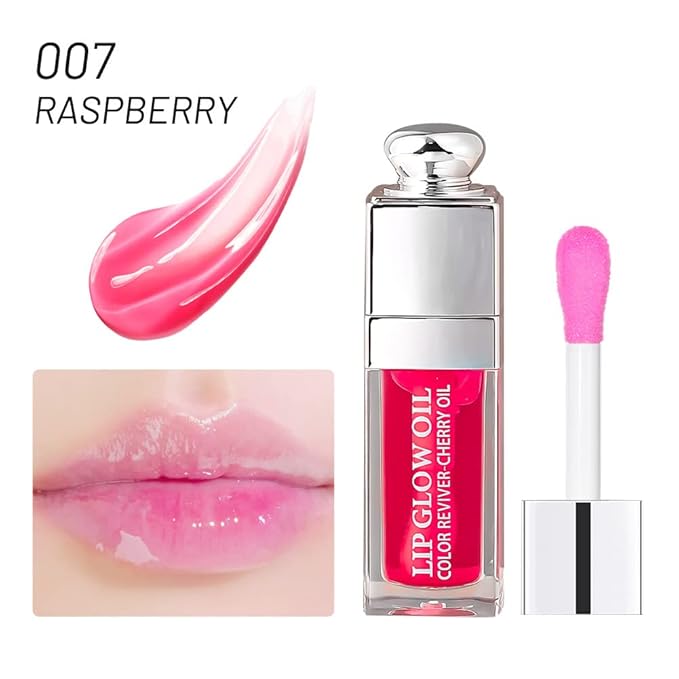 Moisturizing Lip Oil,No-Sticky Gloss Balm Care,Fruit Flavoured Oil for Dry Lip's Hydrating and Nourishing (007#Raspberry) 0.2 OZ-VivaGrace Women