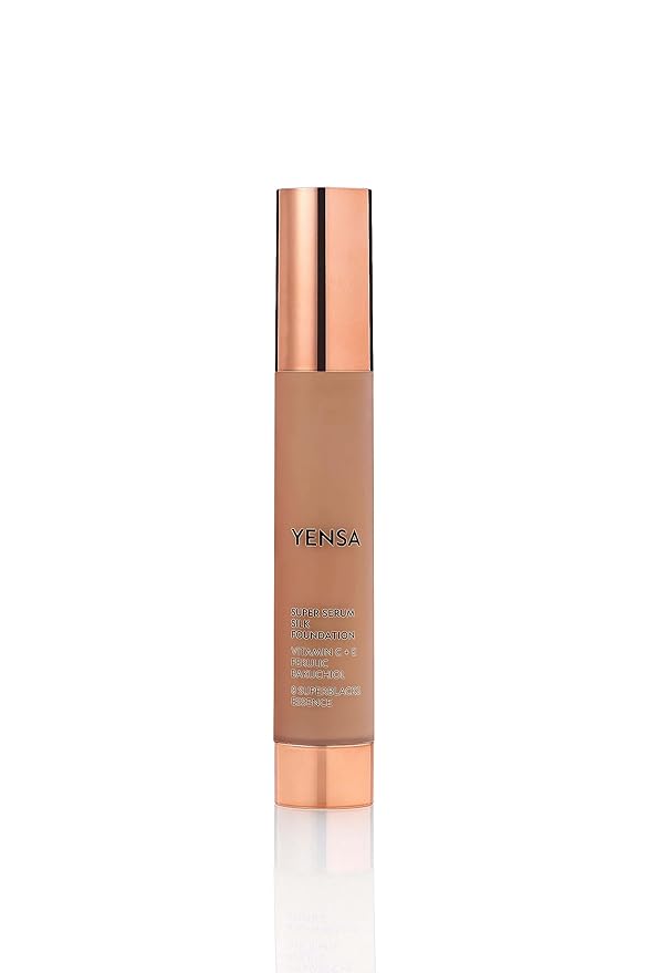 YENSA Super Silk Foundation - Full Coverage, Age-defying complex of Vitamin C, E, Ferulic, and Bakuchiol Oil (Deep 1) 1.0 fl oz-VivaGrace Women