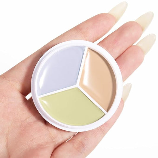 Kaely Tri Color Concealer Pot,Color Correcting Concealer for Dark Circles Spots,3 Color Cream Concealer Full Coverage,Foundation Contour Makeup Palettes,under Eye Brightener corrector de ojeras,02-VivaGrace Women
