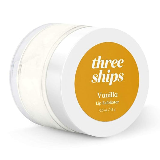Three Ships Vanilla Lip Exfoliator – Vegan Lip Polish & Moisturizer – As Seen on TV – Soothing, Hydrating & Reviving Natural Lip Scrub for Dry, Damaged Lips, 15g-VivaGrace Women