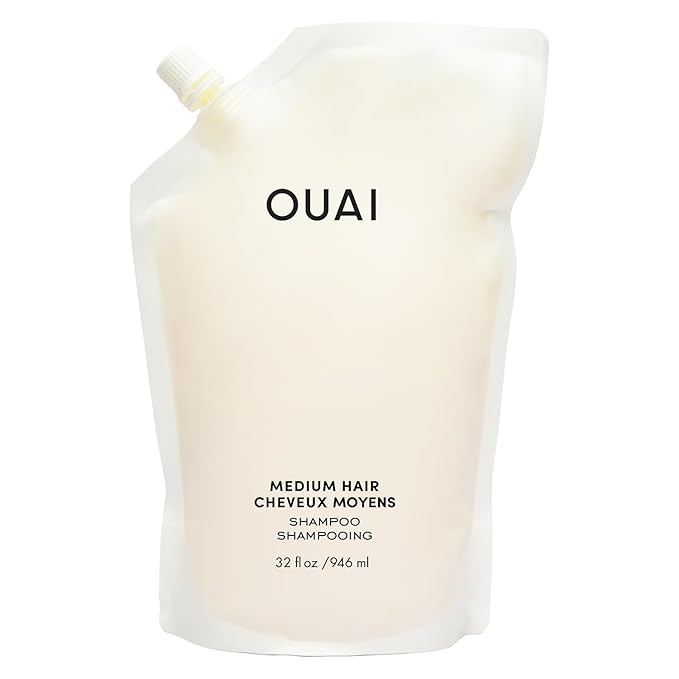 OUAI Medium Shampoo Refill - Hydrating Shampoo with Coconut Oil, Babassu, Kumquat Extract and Keratin - Strengthens, Nourishes and Adds Shine - Paraben, Phthalate and Sulfate Free Hair Care (32 Fl Oz)-VivaGrace Women