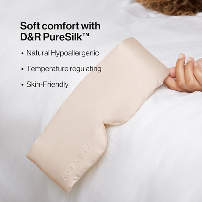 Dore & Rose Deep Sleep Mask Light Blocking, 23 Momme Mulberry Silk Eye Mask, Ultra Soft, Adjustable - Travel Sleeping Mask for Men & Women - Champagne-VivaGrace Women